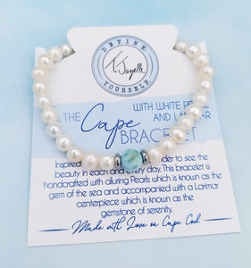 Pearl with Larimar Ball Bracelet - TJazelle Cape Bracelet