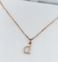 Load image into Gallery viewer, Lowercase “d&quot; Initial Necklace - 14K Rose Gold