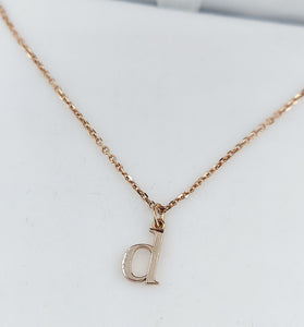 Lowercase “d" Initial Necklace - 14K Rose Gold