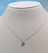 Load image into Gallery viewer, Lowercase "p" Initial Necklace - 14K White Gold