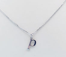Load image into Gallery viewer, Lowercase "p" Initial Necklace - 14K White Gold