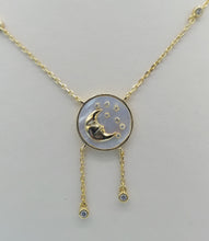 Load image into Gallery viewer, Mother of Pearl Moon &amp; Stars Necklace - Gold Plated Sterling Silver