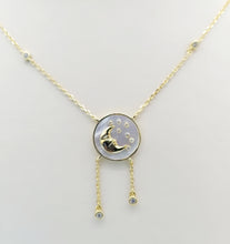 Load image into Gallery viewer, Mother of Pearl Moon &amp; Stars Necklace - Gold Plated Sterling Silver