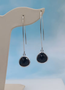 Black - Gemstone Threader Earring