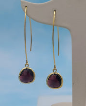 Load image into Gallery viewer, Wine - Gemstone Threader Earring