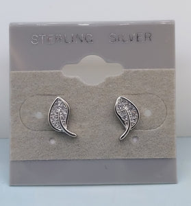 Leaf CZ Studs - Sterling Silver