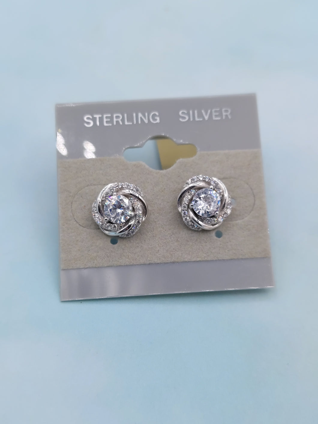 CZ Love Knot Stud Earring - Sterling Silver