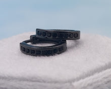Load image into Gallery viewer, Black CZ Hoop - Black Plated Sterling Silver
