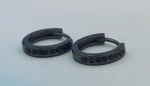 Load image into Gallery viewer, Black CZ Hoop - Black Plated Sterling Silver