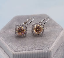 Load image into Gallery viewer, Colored CZ Leverback Earrings - Sterling Silver