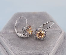 Load image into Gallery viewer, Colored CZ Leverback Earrings - Sterling Silver