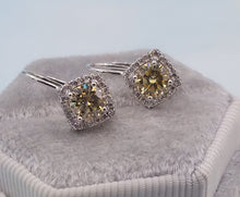 Load image into Gallery viewer, Colored CZ Leverback Earrings - Sterling Silver