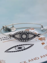Load image into Gallery viewer, Spiritual Armor In-Line Evil Eye Bangle - Russian Silver