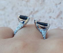 Load image into Gallery viewer, Modern Sapphire &amp; Diamond Ring - 14K White Gold