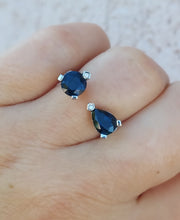 Load image into Gallery viewer, Modern Sapphire &amp; Diamond Ring - 14K White Gold