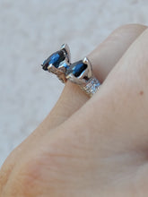 Load image into Gallery viewer, Modern Sapphire &amp; Diamond Ring - 14K White Gold