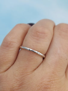 Shiny Hammered Stacking Bands - Sterling Silver