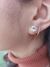 Load image into Gallery viewer, White Quartz and Diamond Earrings - 14K Rose Gold