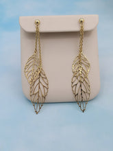 Load image into Gallery viewer, Leaf Dangle Earrings - 14K Yellow Gold