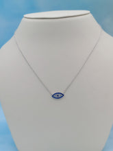 Load image into Gallery viewer, CZ Clear &amp; Blue Evil Eye Necklace - Sterling Silver