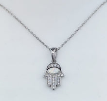 Load image into Gallery viewer, Opal Hamsa Sterling Silver Necklace