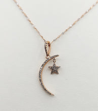 Load image into Gallery viewer, Diamond Moon &amp; Star Pendant &amp; Chain - 14K Rose Gold
