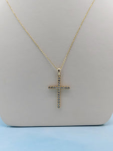 Diamond Cross Necklace - .25 Carats - 14K Yellow Gold