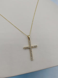 Diamond Cross Necklace - .25 Carats - 14K Yellow Gold