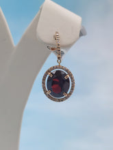 Load image into Gallery viewer, Garnet, Diamond and Rose Gold Drop Earrings - 14K Rose Gold