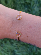 Load image into Gallery viewer, Open Cuff Bangle - Peach CZ &amp; Gold Tone