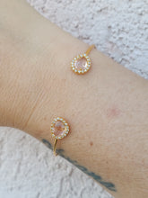 Load image into Gallery viewer, Open Cuff Bangle - Peach CZ &amp; Gold Tone