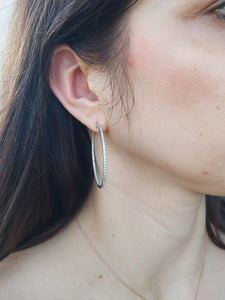1.20 Carat Diamond Hoop Earrings - 18K White Gold