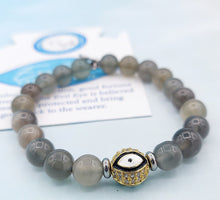 Load image into Gallery viewer, Black Moonstone Evil Eye Bracelet- TJazelle