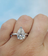 Load image into Gallery viewer, 3.01 Carat Pear Shaped Engagement Ring - 14K White Gold - Lab Created