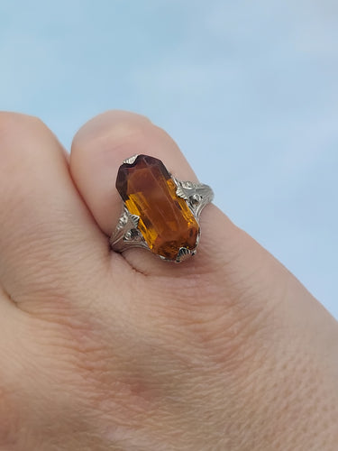 Citrine Ring - Estate Piece - 10K White Gold