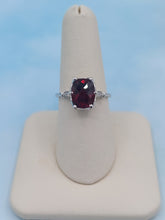 Load image into Gallery viewer, Garnet and Diamond Ring with Vintage Crown - 14K White Gold