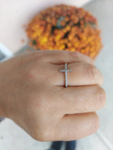 Load image into Gallery viewer, Diamond Sideways Cross Ring - 14K White Gold