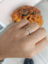 Load image into Gallery viewer, Diamond Sideways Cross Ring - 14K White Gold