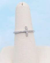 Load image into Gallery viewer, Diamond Sideways Cross Ring - 14K White Gold