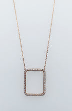 Load image into Gallery viewer, Diamond Open Rectangle Necklace - 14K Rose Gold