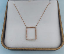 Load image into Gallery viewer, Diamond Open Rectangle Necklace - 14K Rose Gold