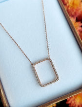 Load image into Gallery viewer, Diamond Open Rectangle Necklace - 14K Rose Gold