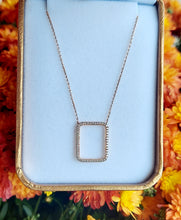 Load image into Gallery viewer, Diamond Open Rectangle Necklace - 14K Rose Gold