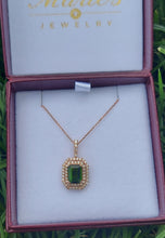 Load image into Gallery viewer, Green Garnet Necklace with Diamonds - 14K Rose Gold