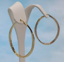 Load image into Gallery viewer, Oval Twisted Diamond Cut Hoops - 14K Yellow Gold