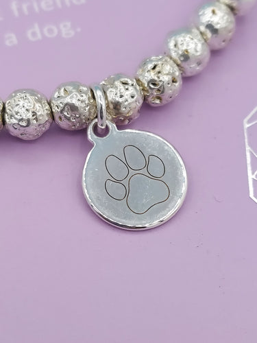 Dog Mom Bracelet - Silver Lavastone