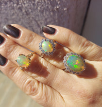 Load image into Gallery viewer, Opal and Diamond Ring with Vintage Style Crown - 14K Yellow Gold