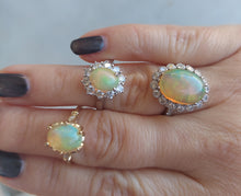 Load image into Gallery viewer, Opal and Diamond Ring with Vintage Style Crown - 14K Yellow Gold