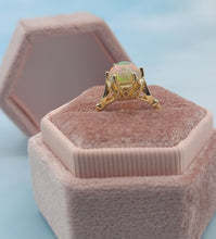 Load image into Gallery viewer, Opal and Diamond Ring with Vintage Style Crown - 14K Yellow Gold