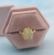 Load image into Gallery viewer, Opal and Diamond Ring with Vintage Style Crown - 14K Yellow Gold